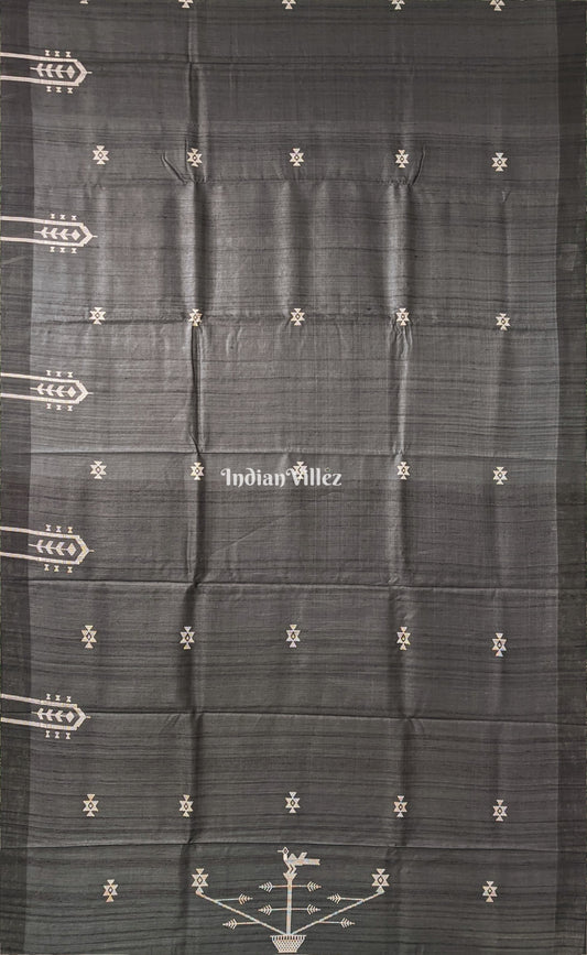 Black Ganjam Bomkai Inspired Gopalpur Tussar Silk Saree