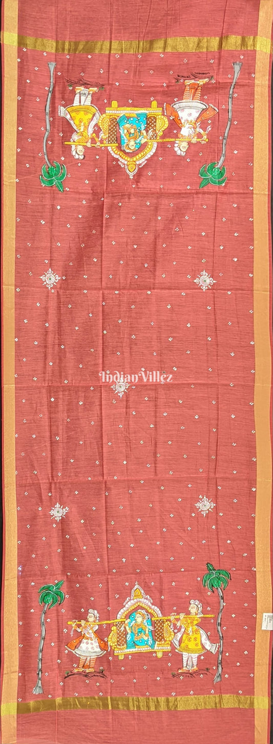 Orange Doli Barat Theme Patachitra Chanderi Dupatta