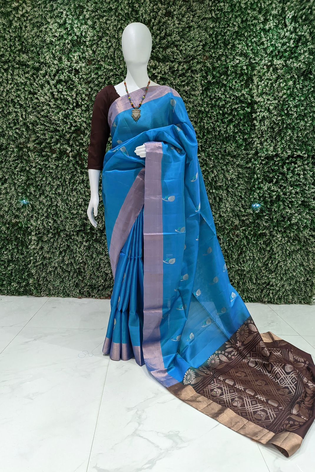 Sky Coffe Handwoven South Soft Silk Saree