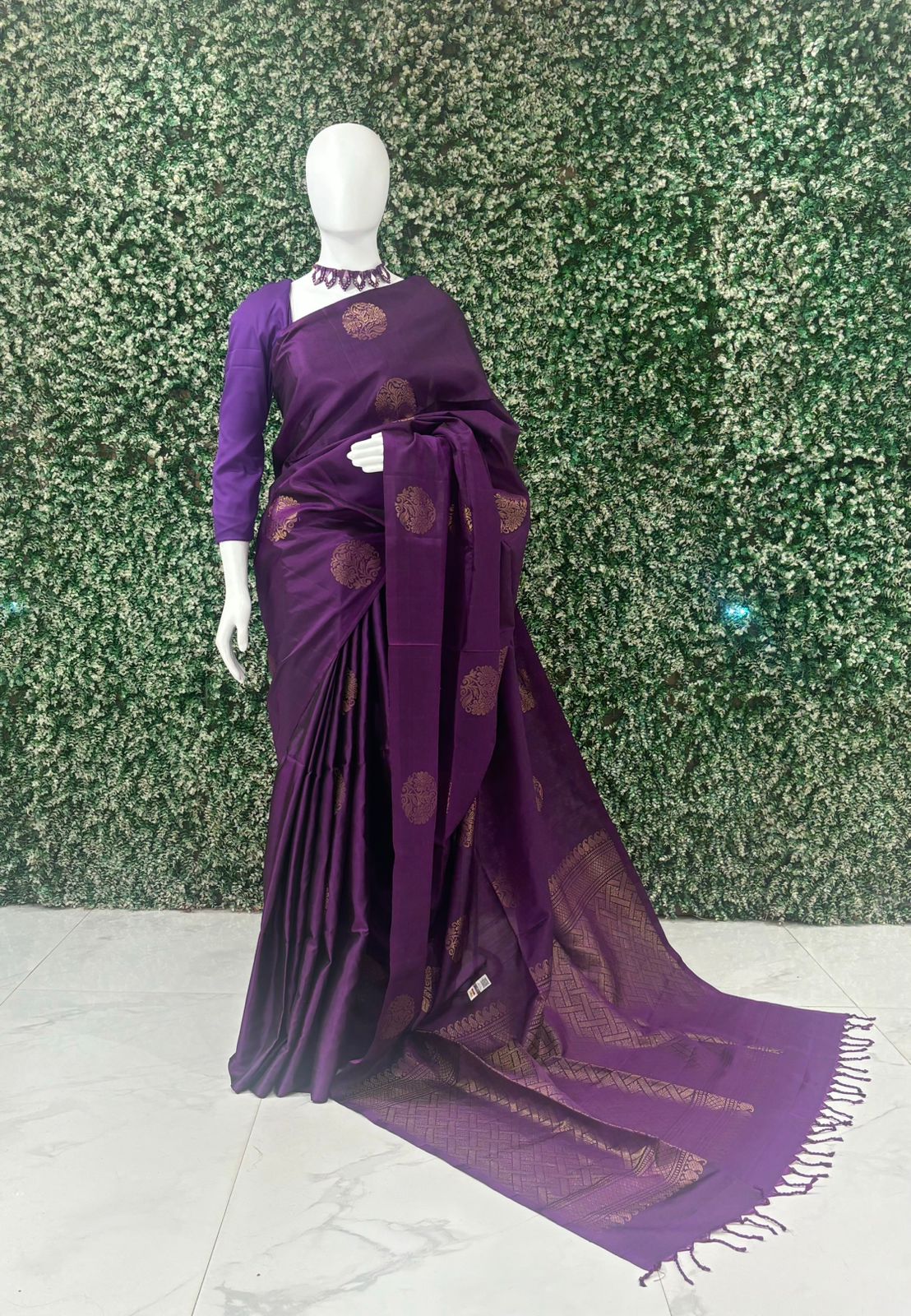 Purple Pure Kanjivaram Soft Silk Saree