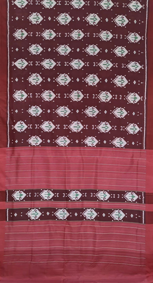 || Jhasha || Maroon Fish Motif Odisha Ikat Contemporary Silk Saree