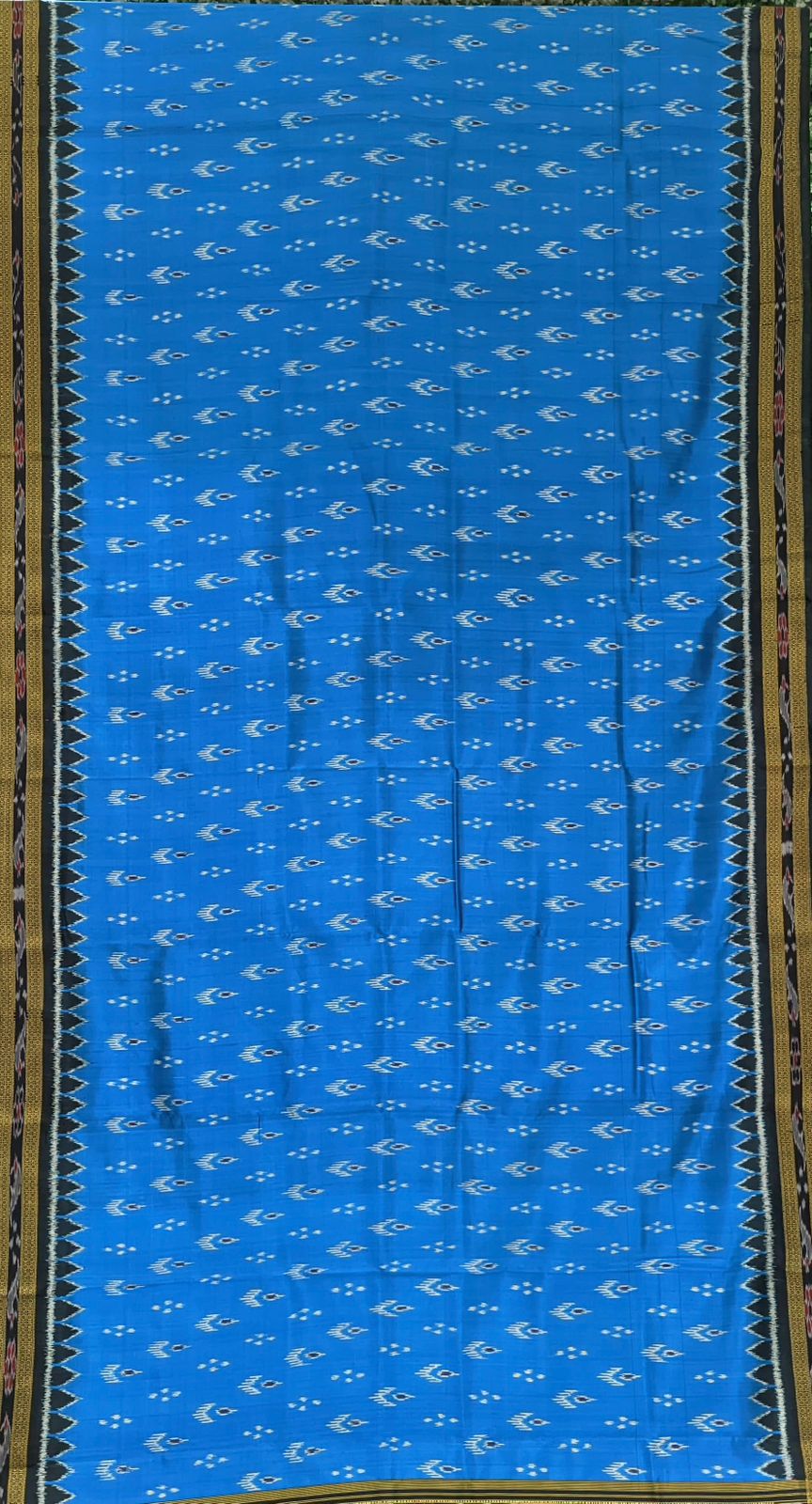 Sky Blue Mayura Chandrika Odisha Handloom Khandua Silk Saree