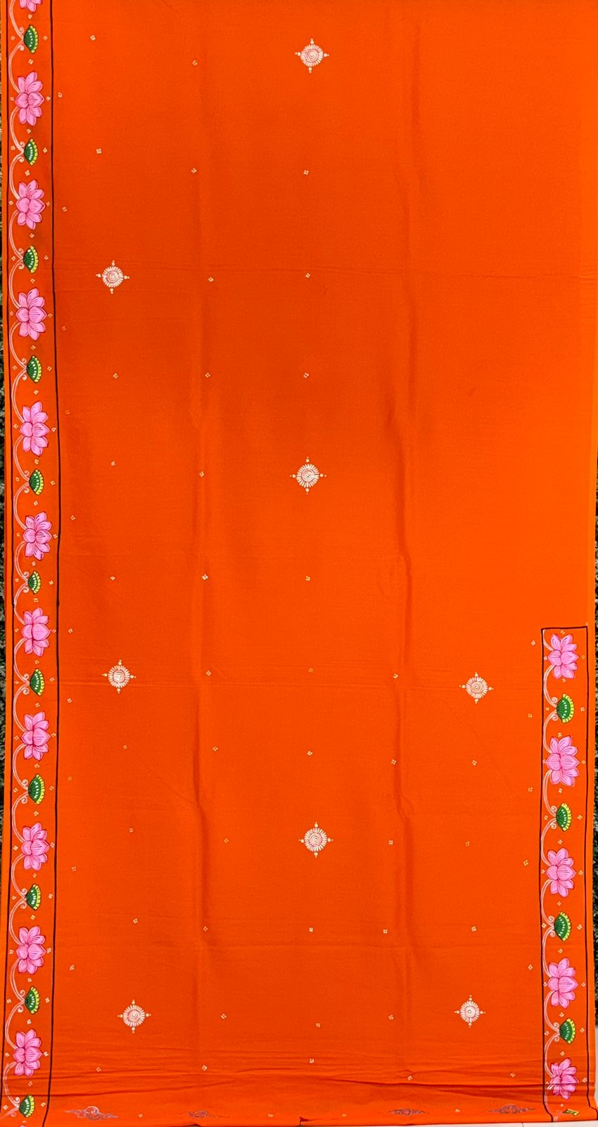 Orange Ramayana Theme Pattachitra Khadi Silk Saree