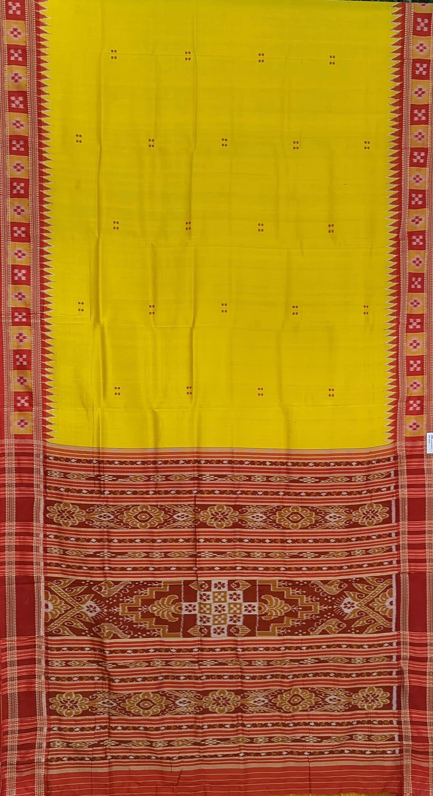 Golden Yellow Pasapali Border Odisha Ikat Khandua Silk Saree