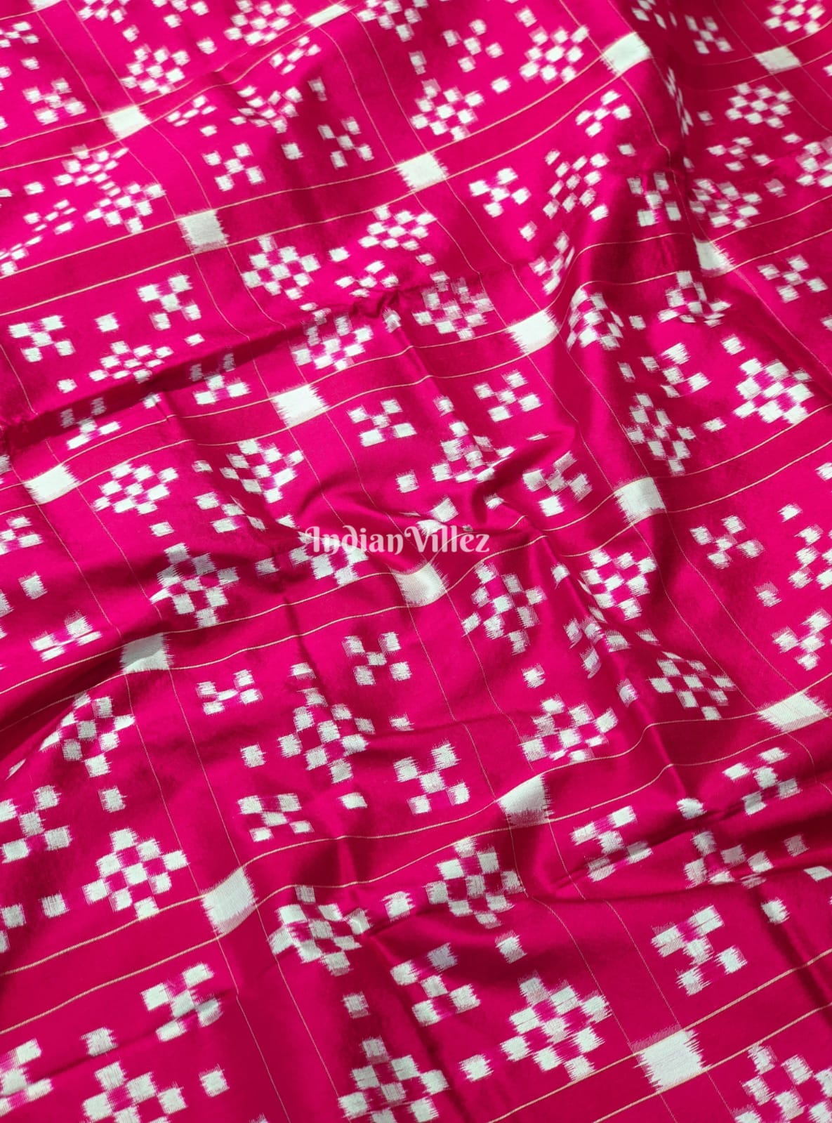 Blue Pink Odisha Ikat Pure Sambalpuri Silk Saree