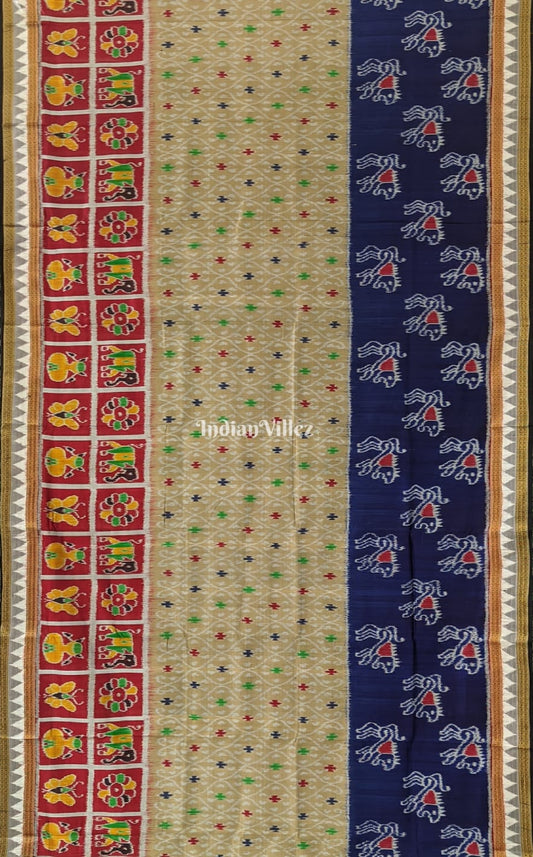 Multicolored Nabakothi Animal Khandua Silk Saree