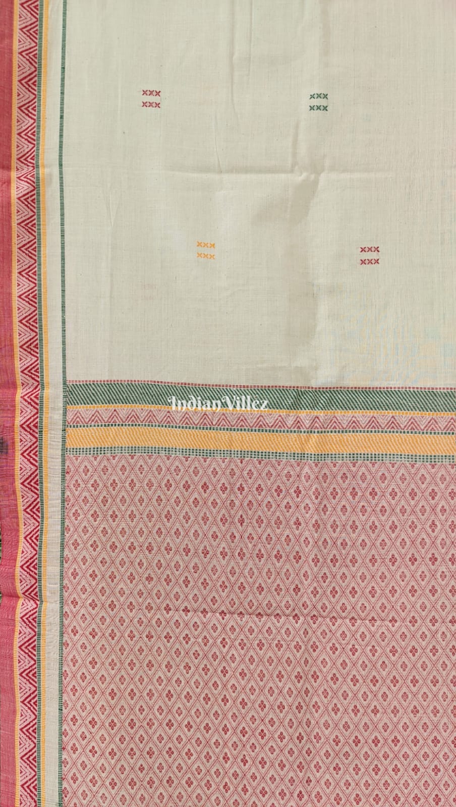 White Odisha Ikat Dongria Pure Cotton Saree