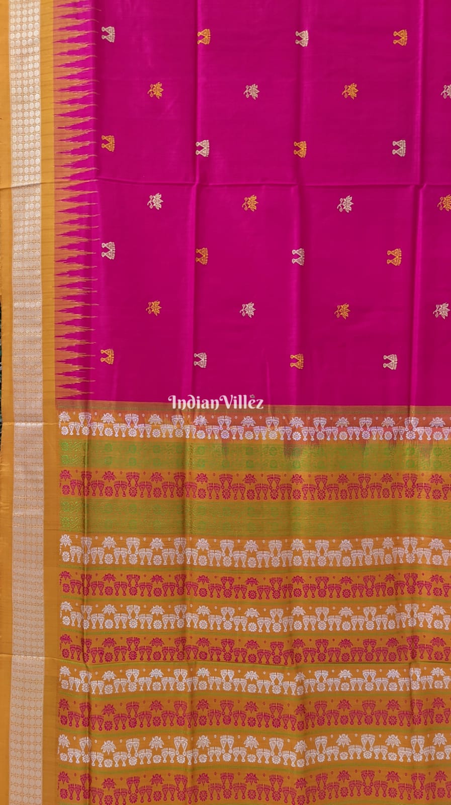 Rani Laxmi Pada Flower Motif Bomkai Sambalpuri Silk Saree