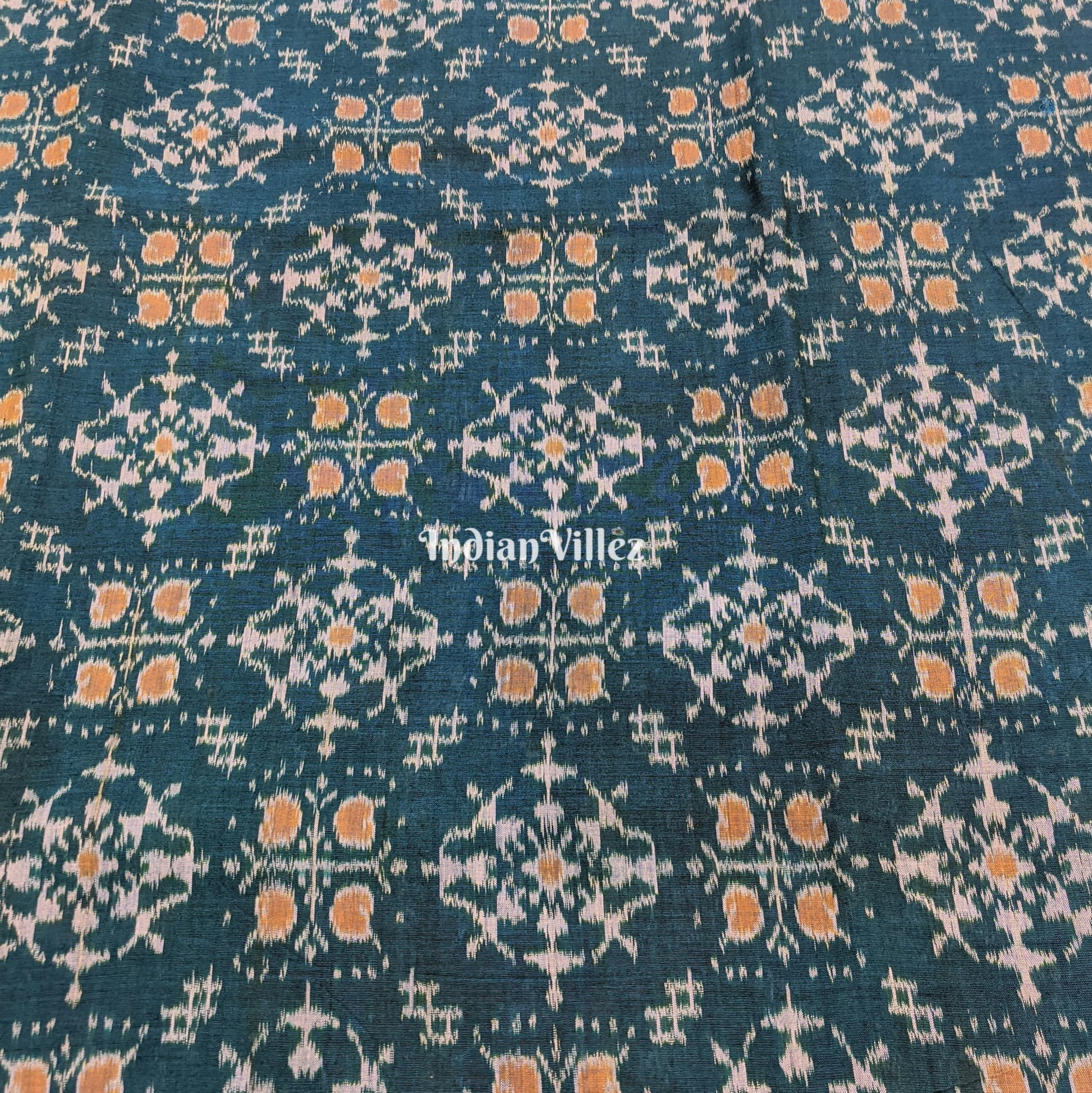 Rama Green Tribal Jhoti Design Sambalpuri Ikat Cotton Fabric