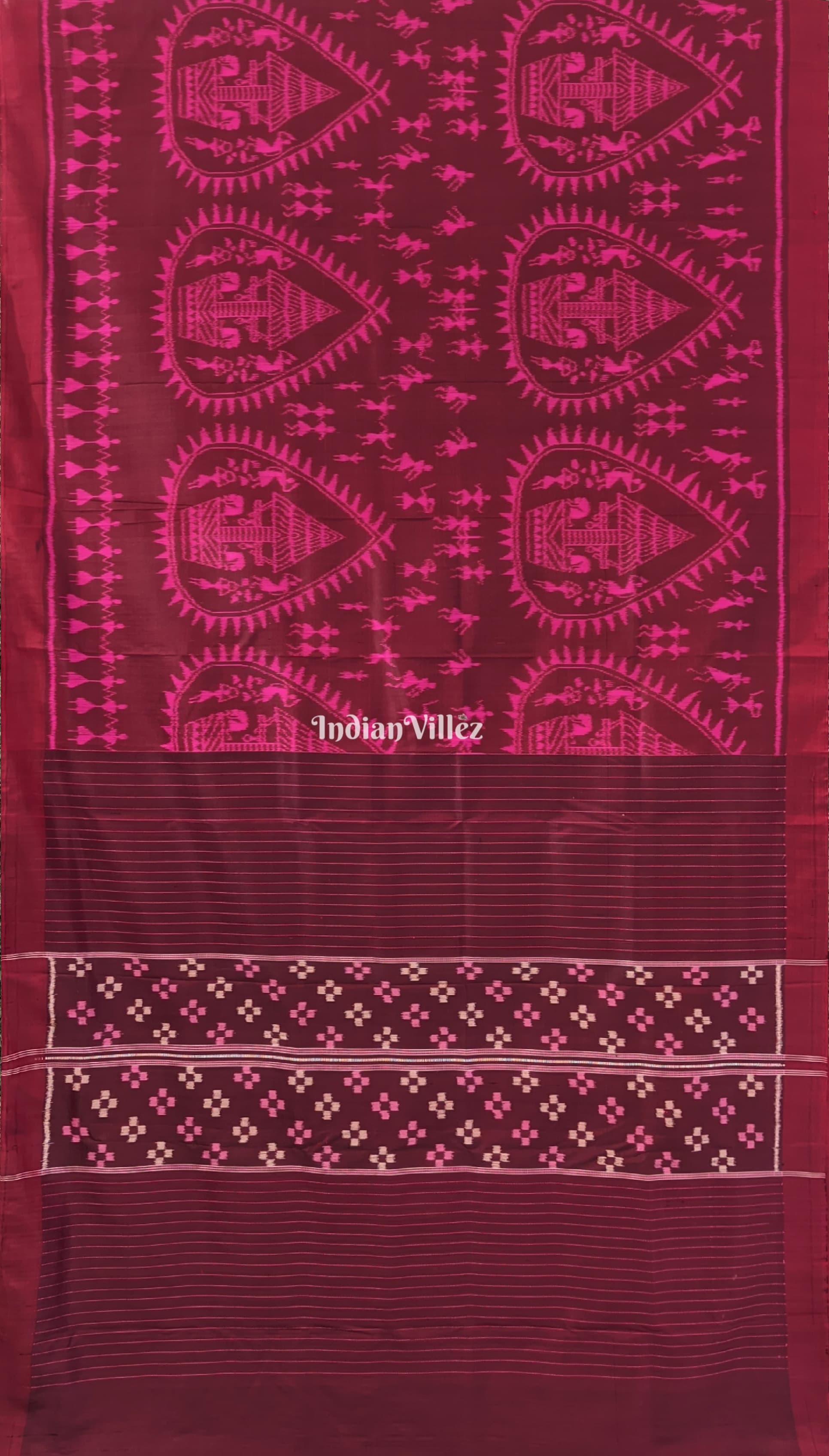 Maroon Tribal Odisha Ikat Contemporary Silk Saree