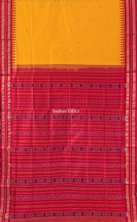 Red Yellow Patil Design Bomkai Sambalpuri Silk Saree