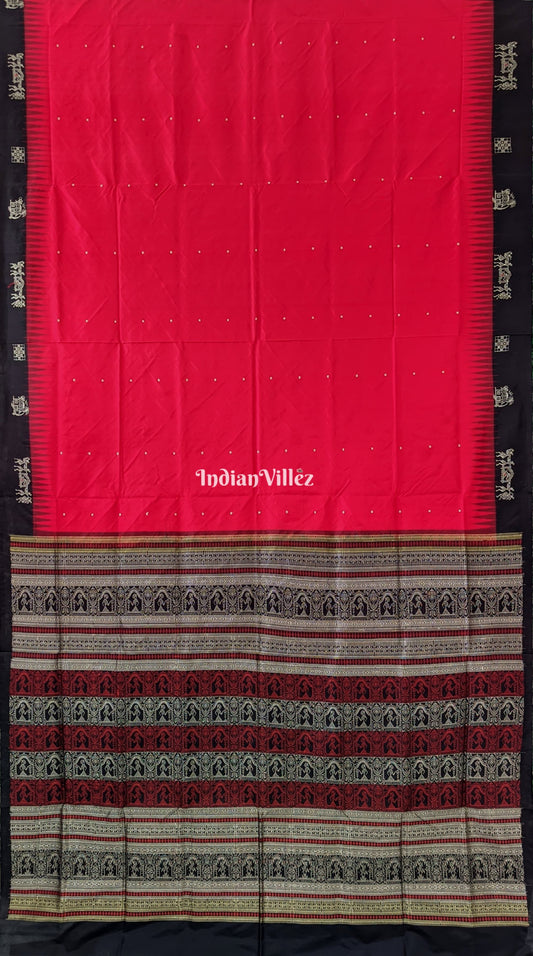 Red Tribal Doli Theme Sambalpuri Bomkai Silk Saree