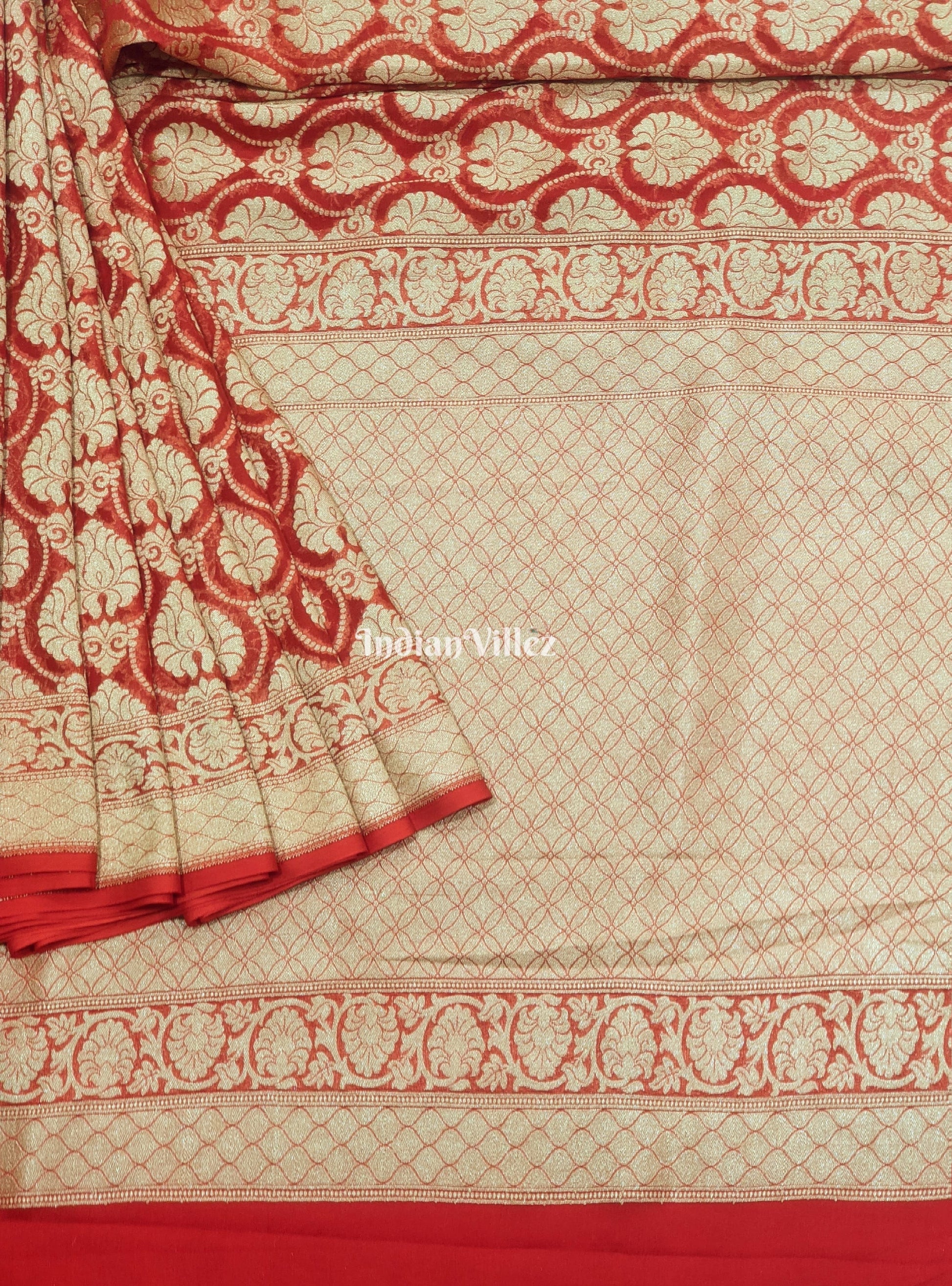 Red Pure Banarasi Georgette Saree