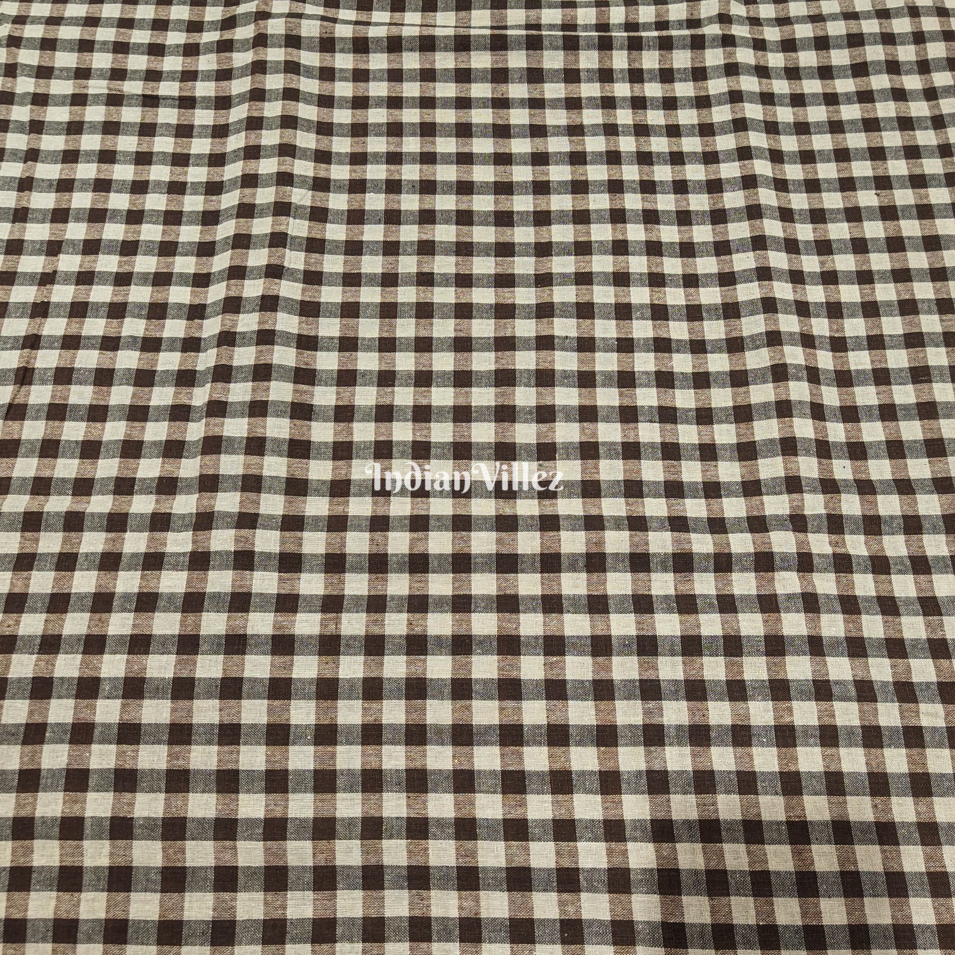 Black and White Plaid Kotpad Handloom Fabric