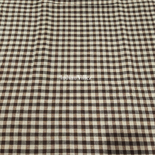 Black and White Plaid Kotpad Handloom Fabric