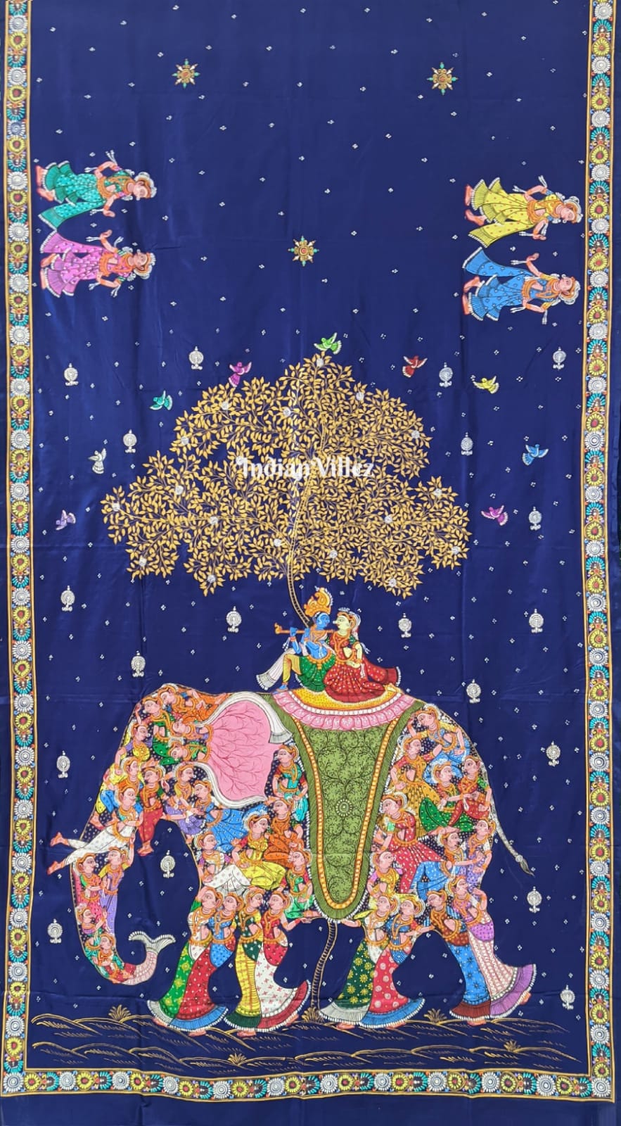 Kandarpa Hati (Elephant) Pattachitra Pure Silk Handloom Saree