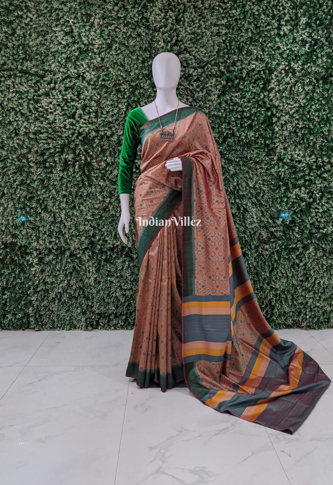 Beige Color Odisha Ikat Contemporary Silk Saree