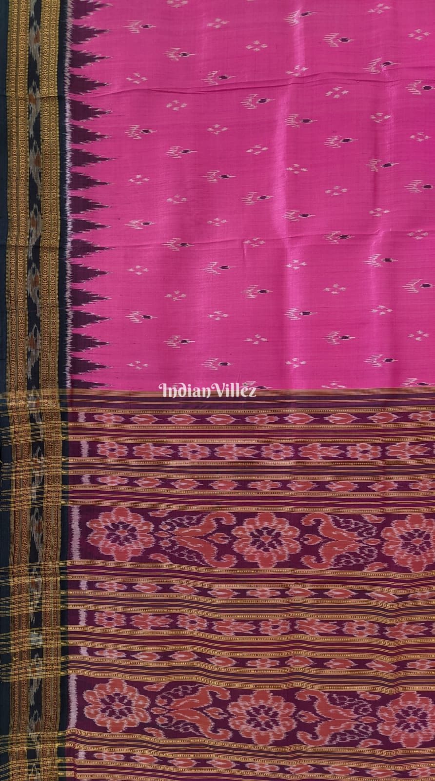 Pink Mayur Chandrika Odisha Handloom Khandua Silk Saree