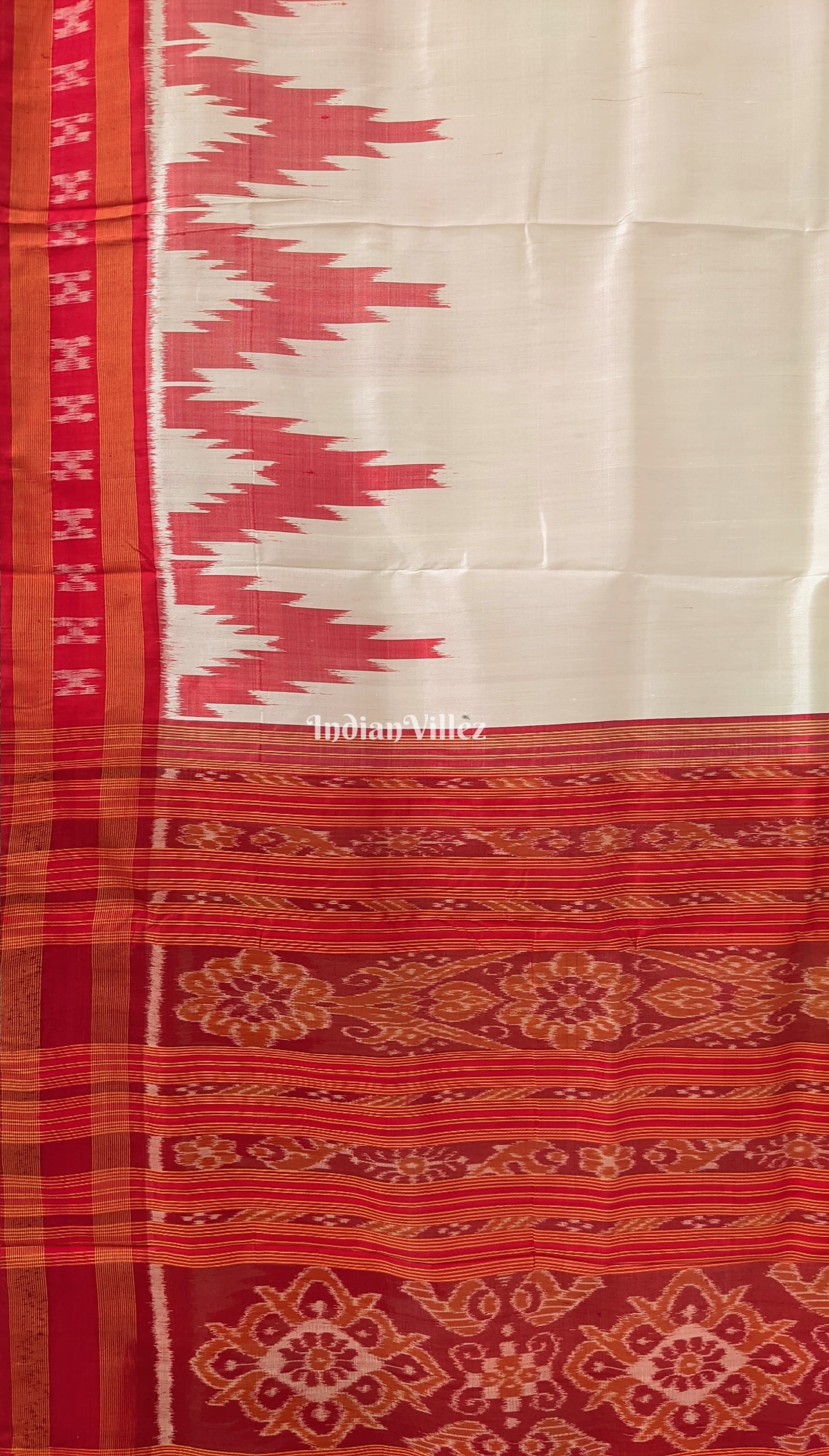 Black Red Odisha Ikat Kargil Kumbha Khandua Silk Saree