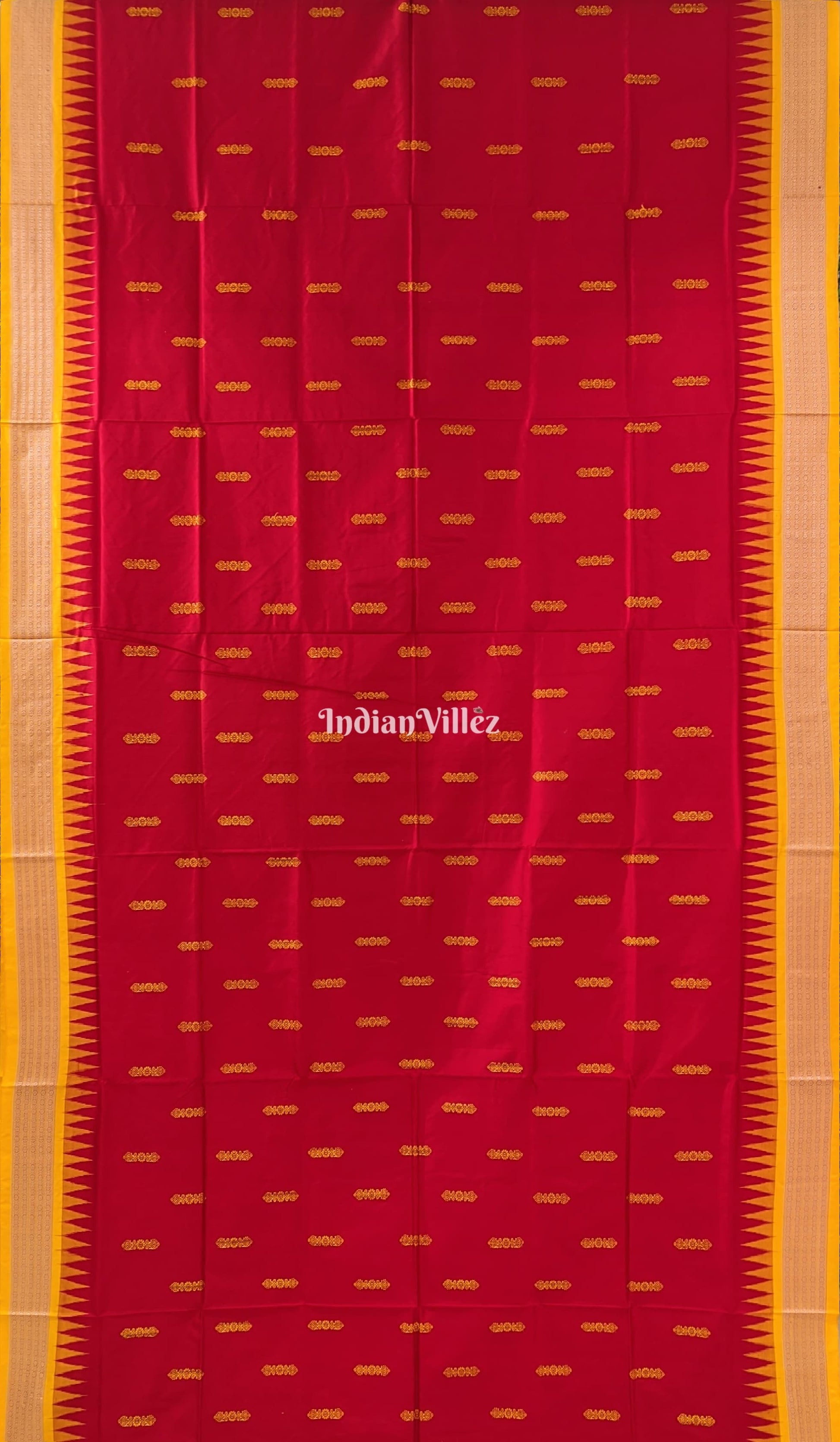 Red Yellow Sambalpuri Bomkai Silk Saree