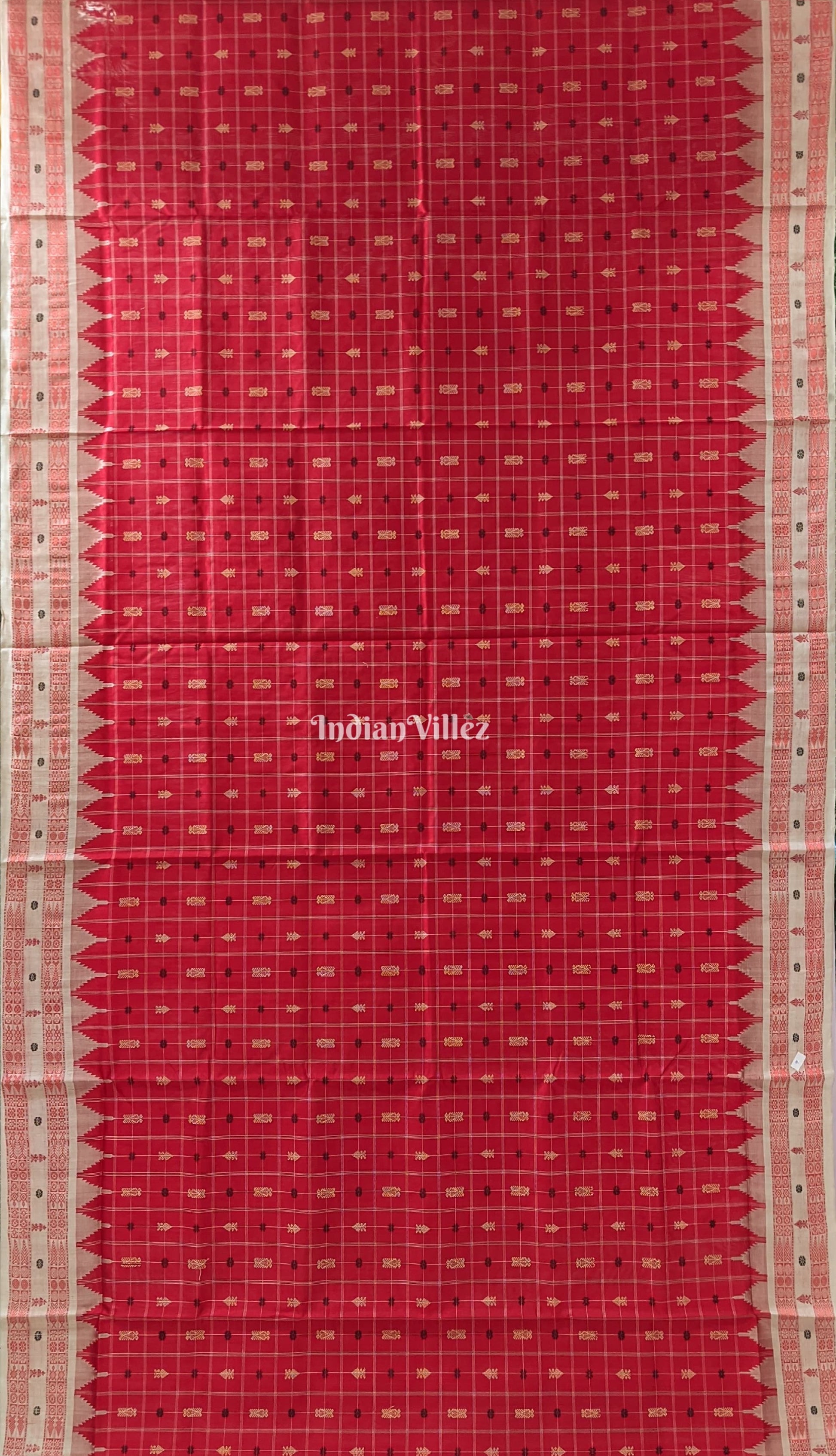 Red Hazarbuti Sambalpuri Bomkai Tussar Saree