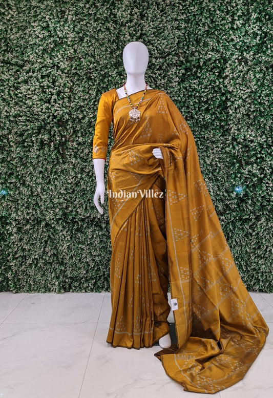 Mustard Yellow Jhoti Odisha Ikat Contemporary Silk Saree