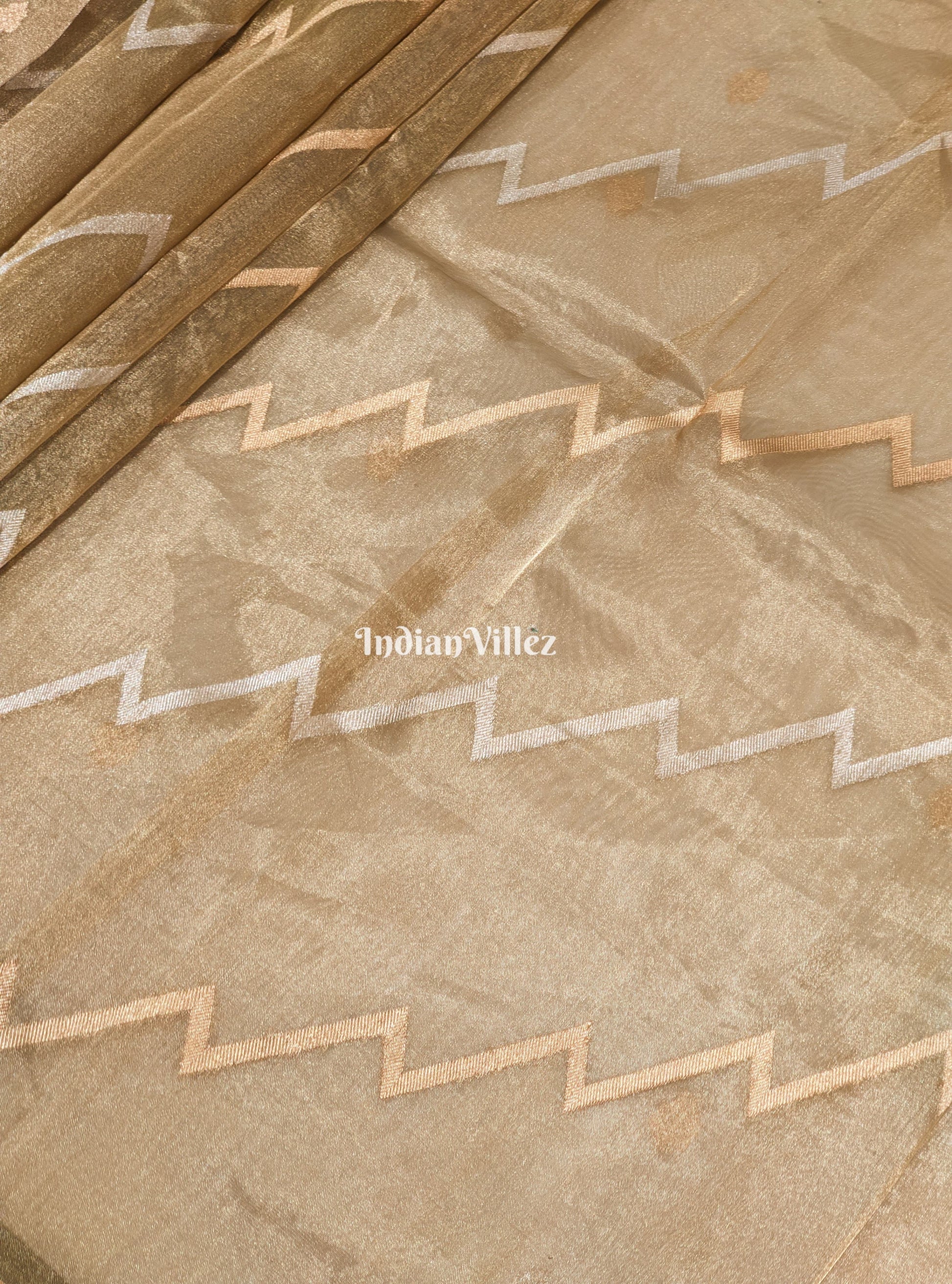 Golden Zari Woven Banarasi Tissue Saree