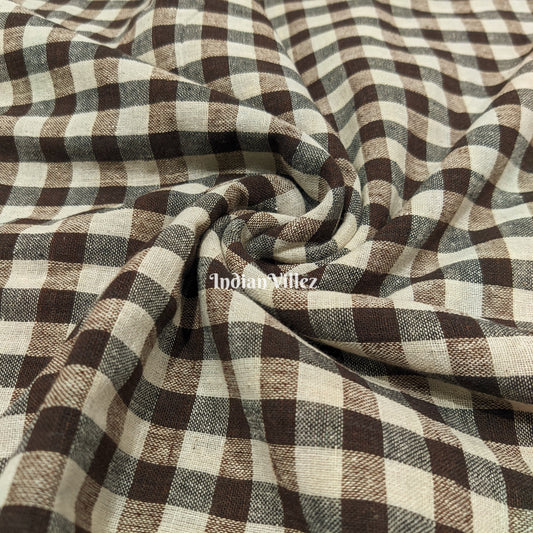 Black and White Plaid Kotpad Handloom Fabric