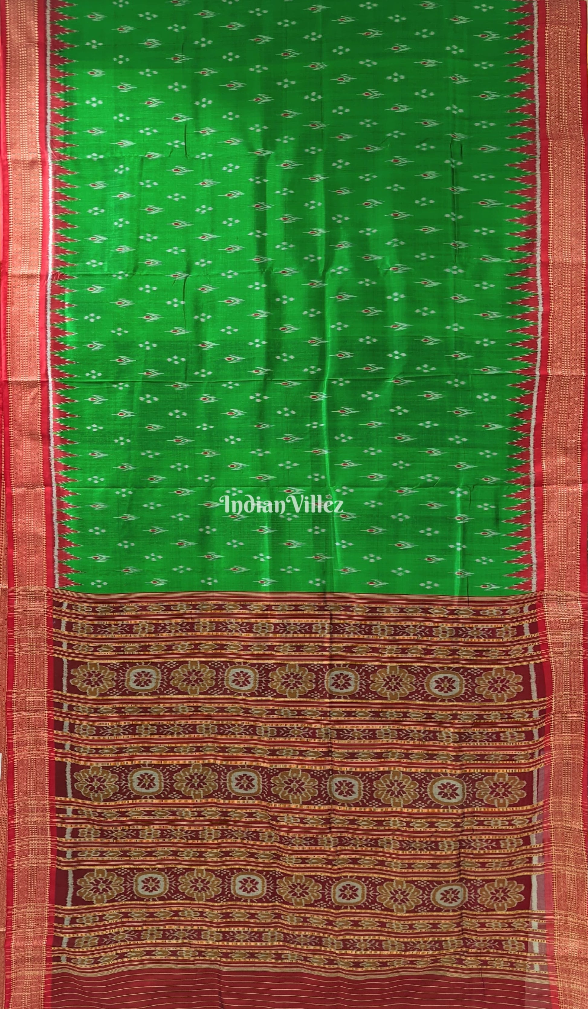 Green Mayur Chandrika Odisha Ikat Khandua Silk Saree