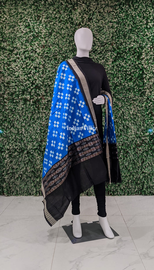 Copper Sulphate Blue Pasapali Pure Sambalpuri Silk Dupatta