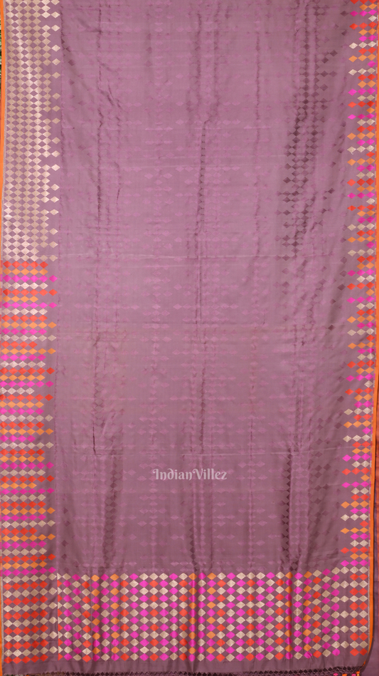 Exclusive Ravi Verma Painting Lavender Satin Banarasi Saree