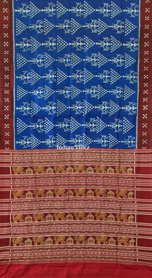 Blue Maroon Tribal Jhoti Contemporary Silk Saree