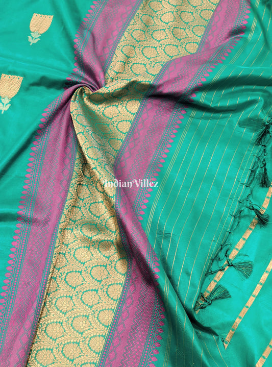 Sea Green Pure Banarasi Katan Silk Saree