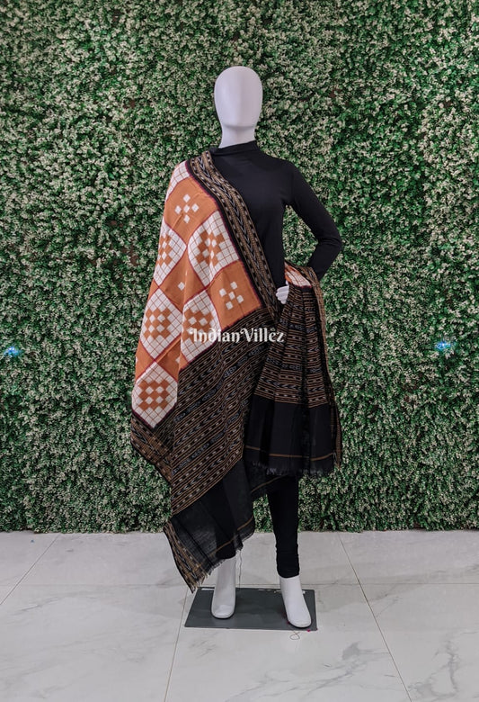 Light Orange Pasapali Sambalpuri Cotton Dupatta