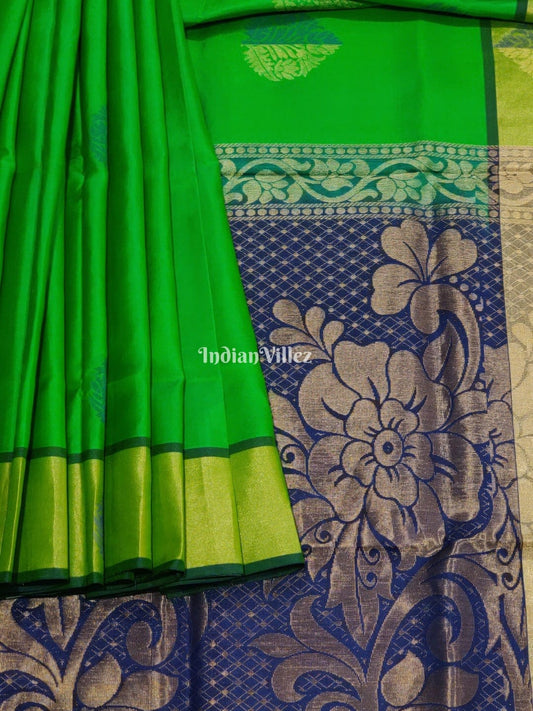 Blue Green South Handloom Kanjivaram Soft Silk Saree