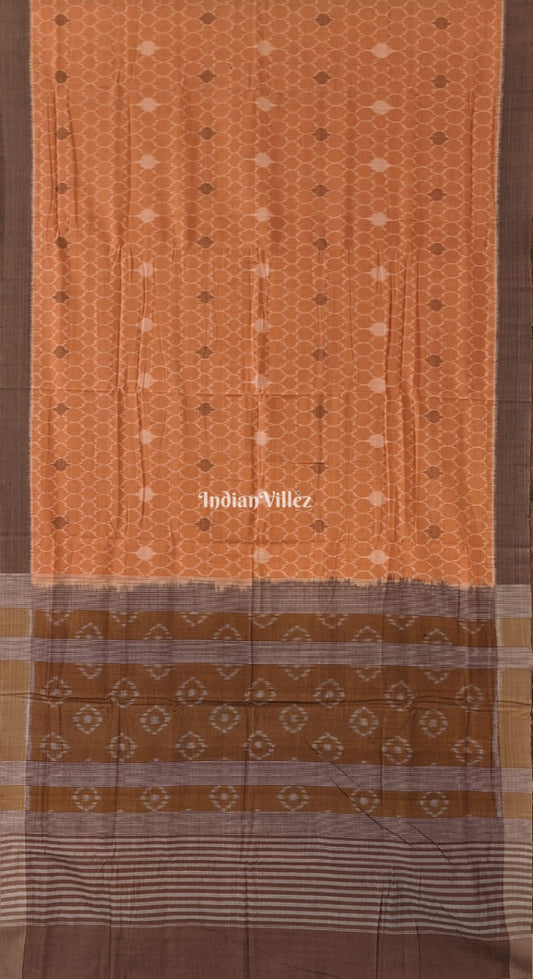 Peach Odisha Ikat Sambalpuri Pure Cotton Saree