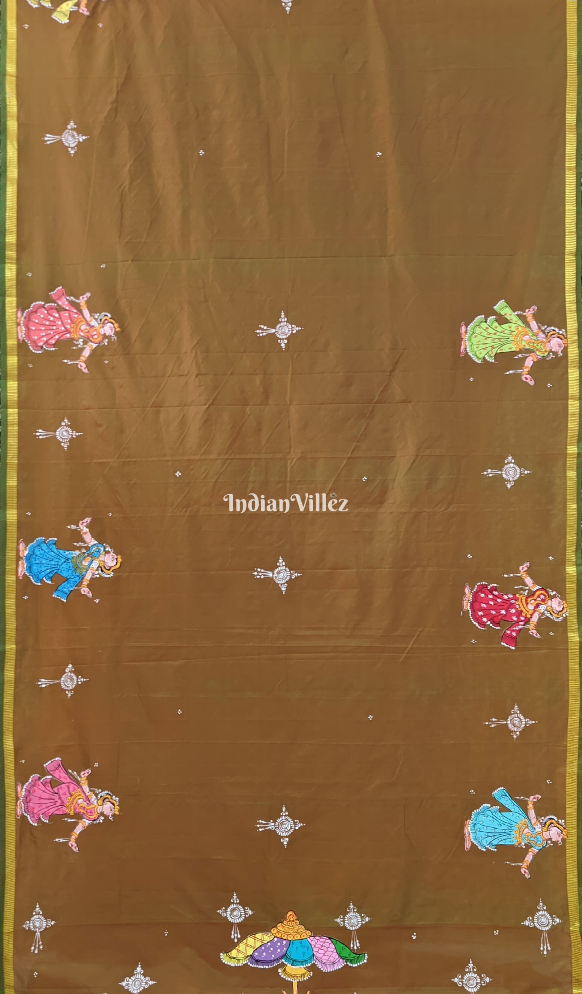 Mehndi Green Dual Tone Ram Sita Pattachitra Silk Saree