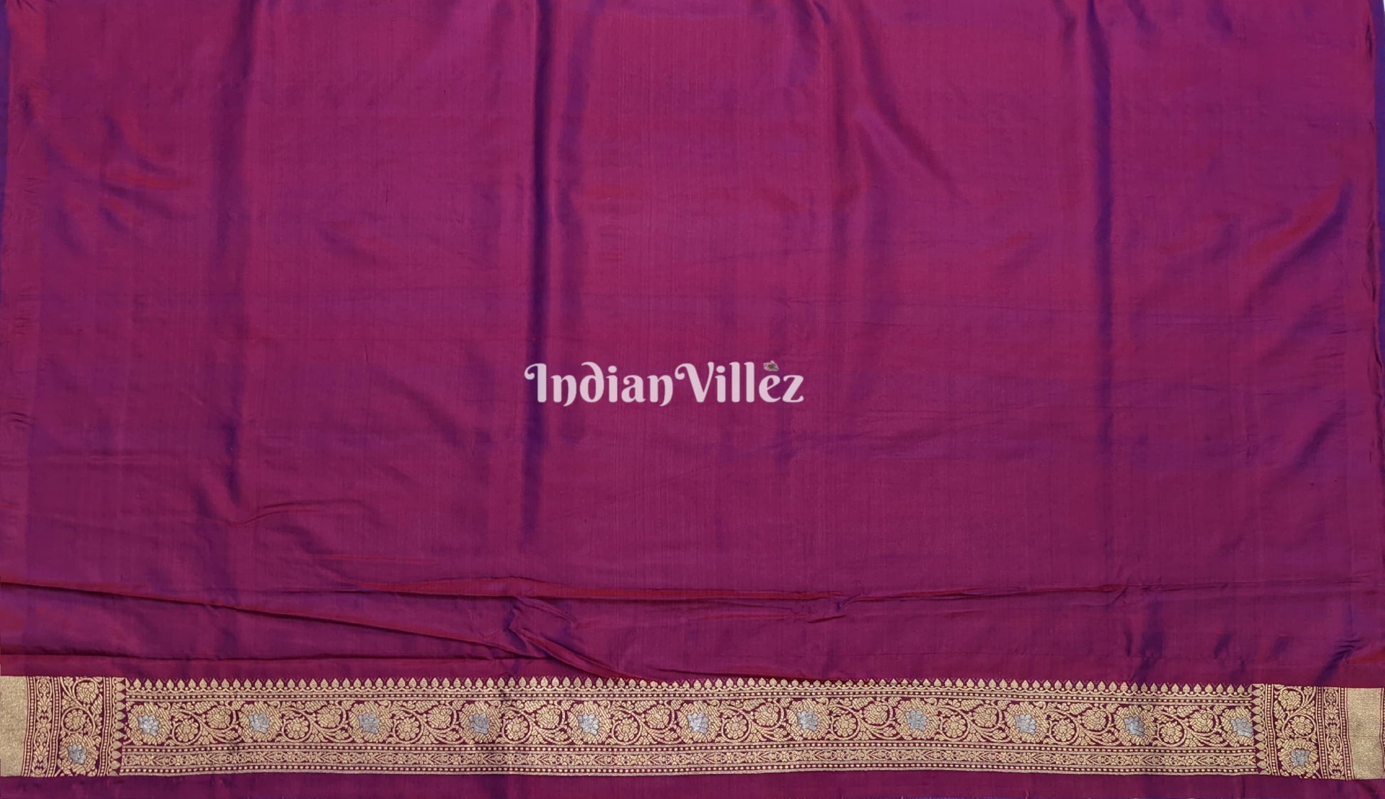 Purple Designer Banarasi Katan Silk Saree with Golden & Silver Work