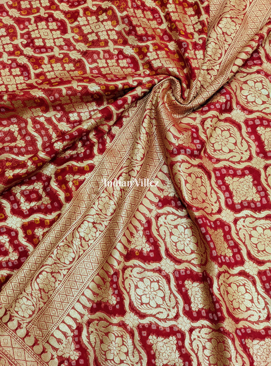 Red Georgette Banarasi Bandhani Silk Saree