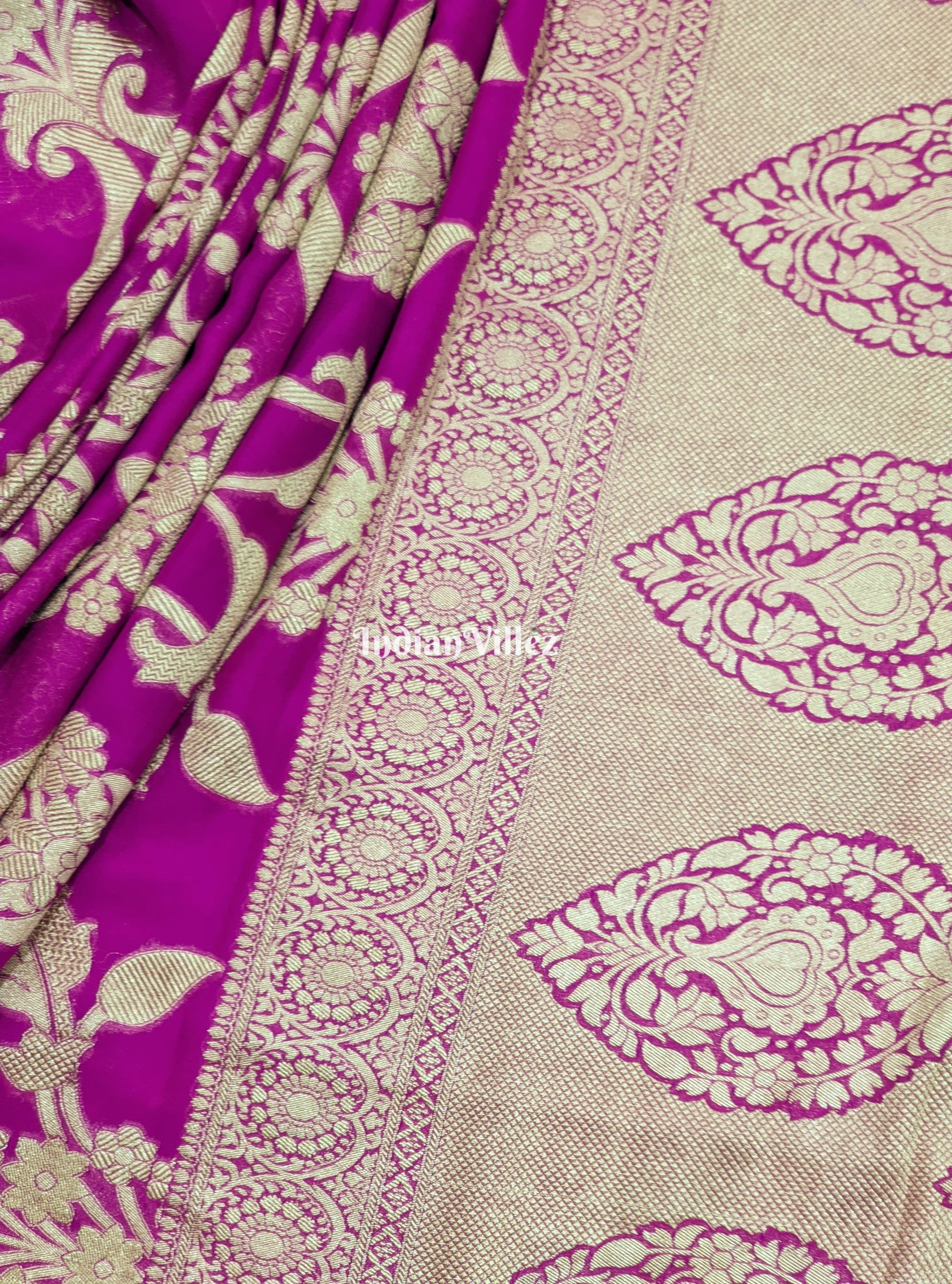 Purple Flower Theme Banarasi Georgette Saree