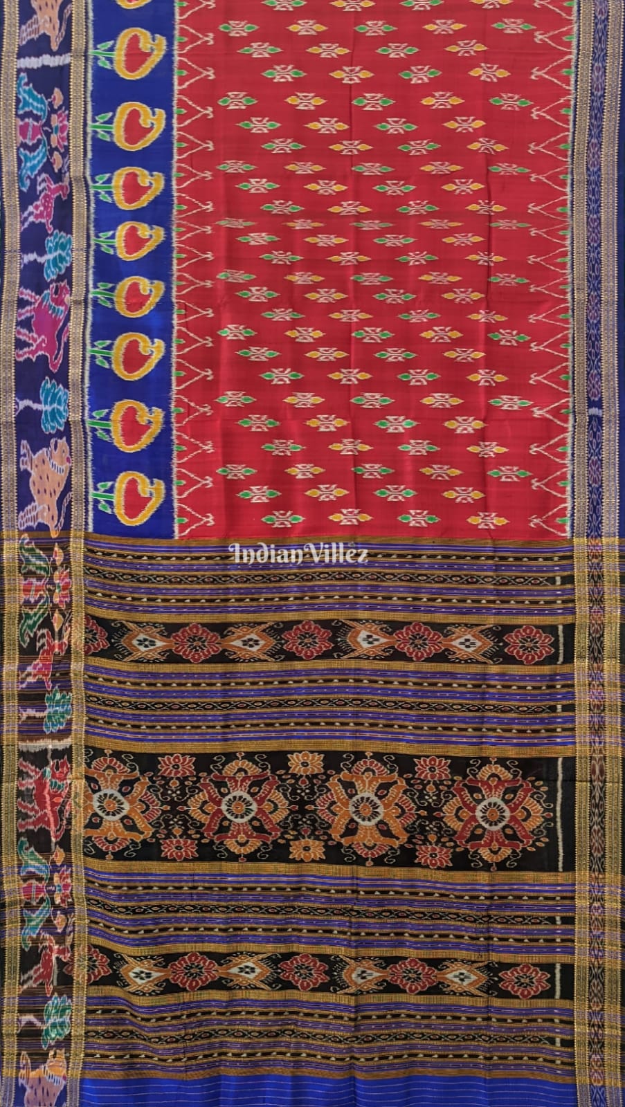 Red Odisha Ikat Khandua Silk Saree