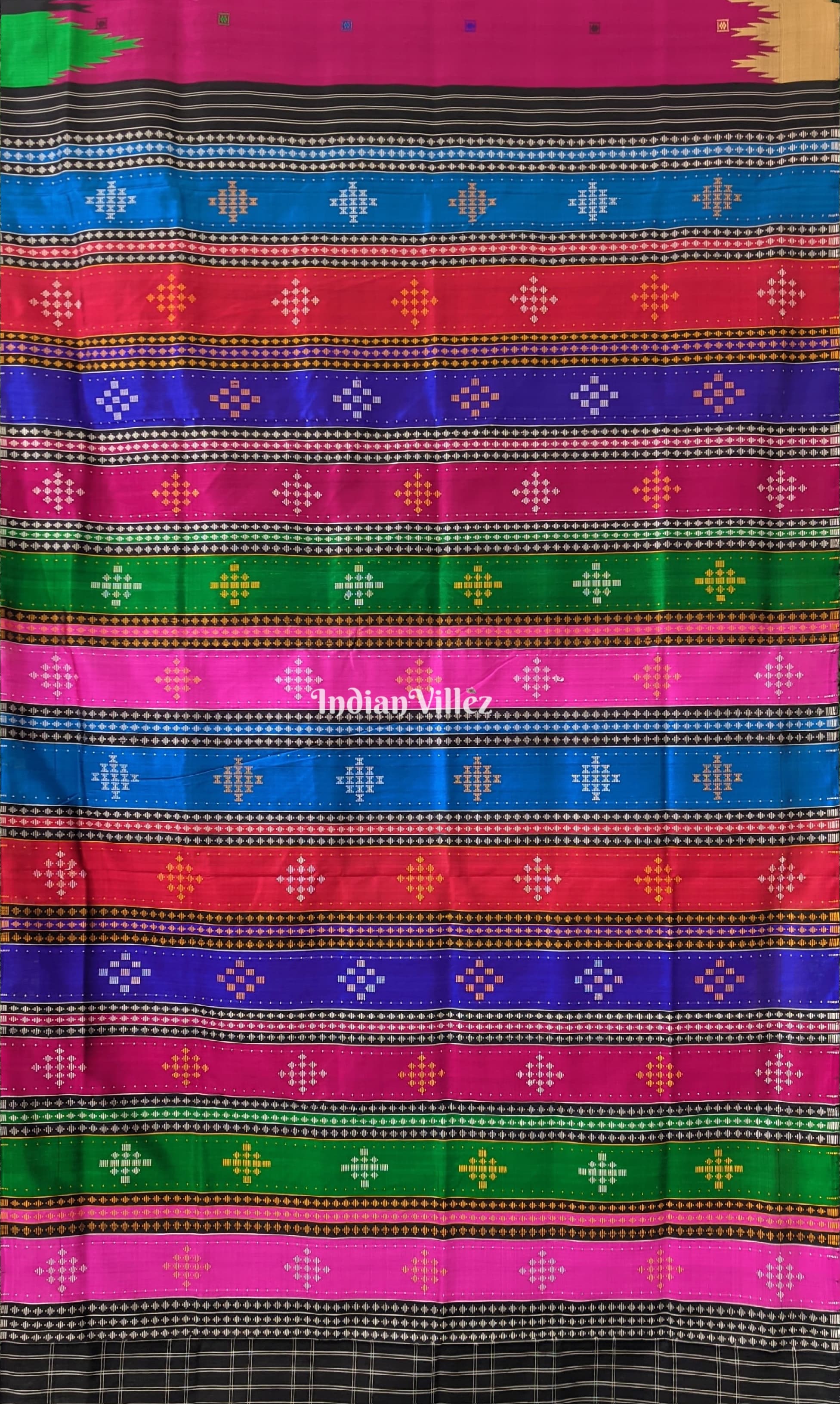 Rani Double Pallu Phoda Kumbha Berhampuri Silk Saree