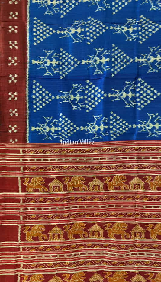 Blue Maroon Tribal Jhoti Contemporary Silk Saree