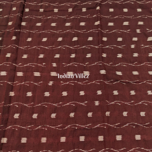 Coffee Tipa Design Sambalpuri Ikat Cotton Fabric