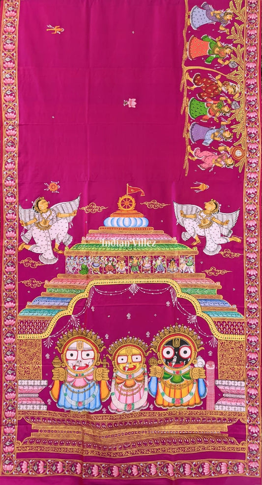 Rani Color Shree Jagannath Pattachitra Silk Saree