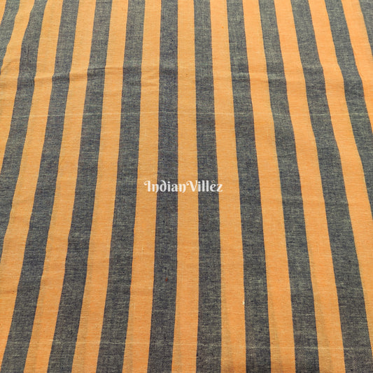 Orange Gray Strips Organic Natural Dyed Kotpad Fabric