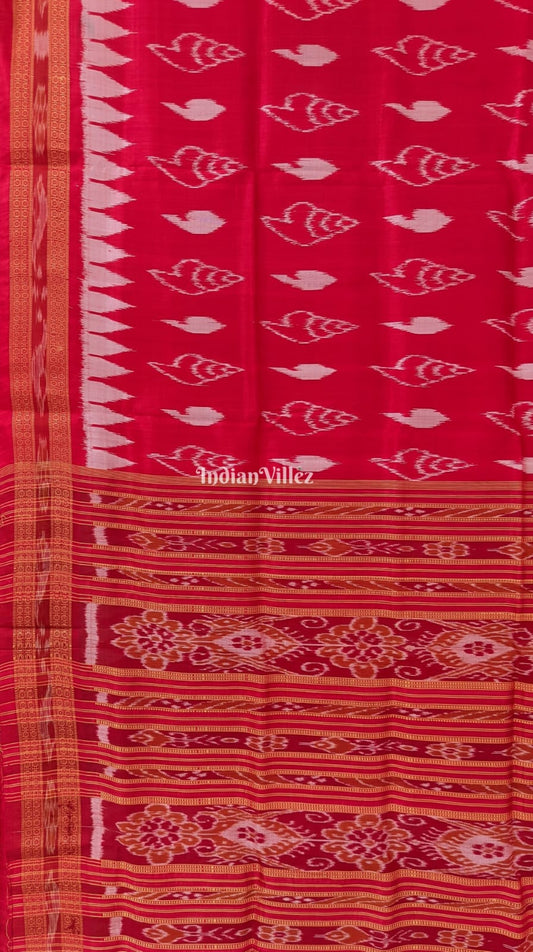 Red Sankha Odisha Ikat Khandua Silk Saree