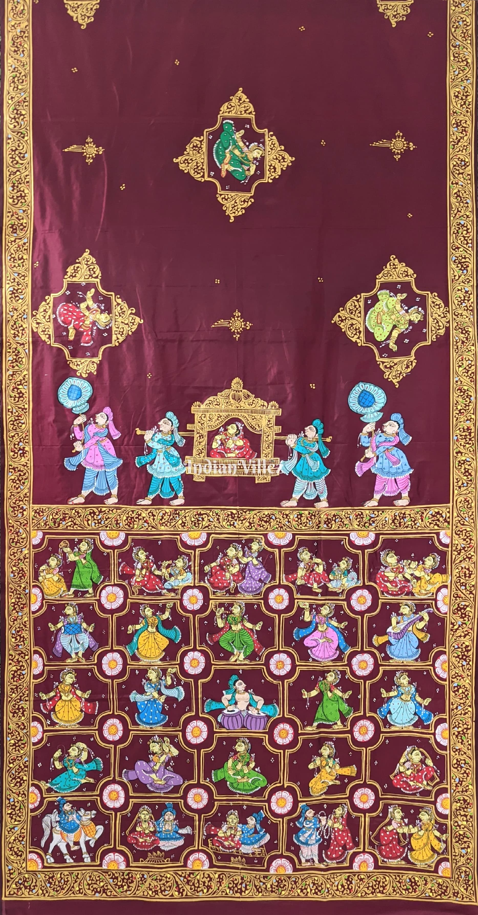 Maroon Doli Barat & Nartaki Theme Pattachitra Silk Saree