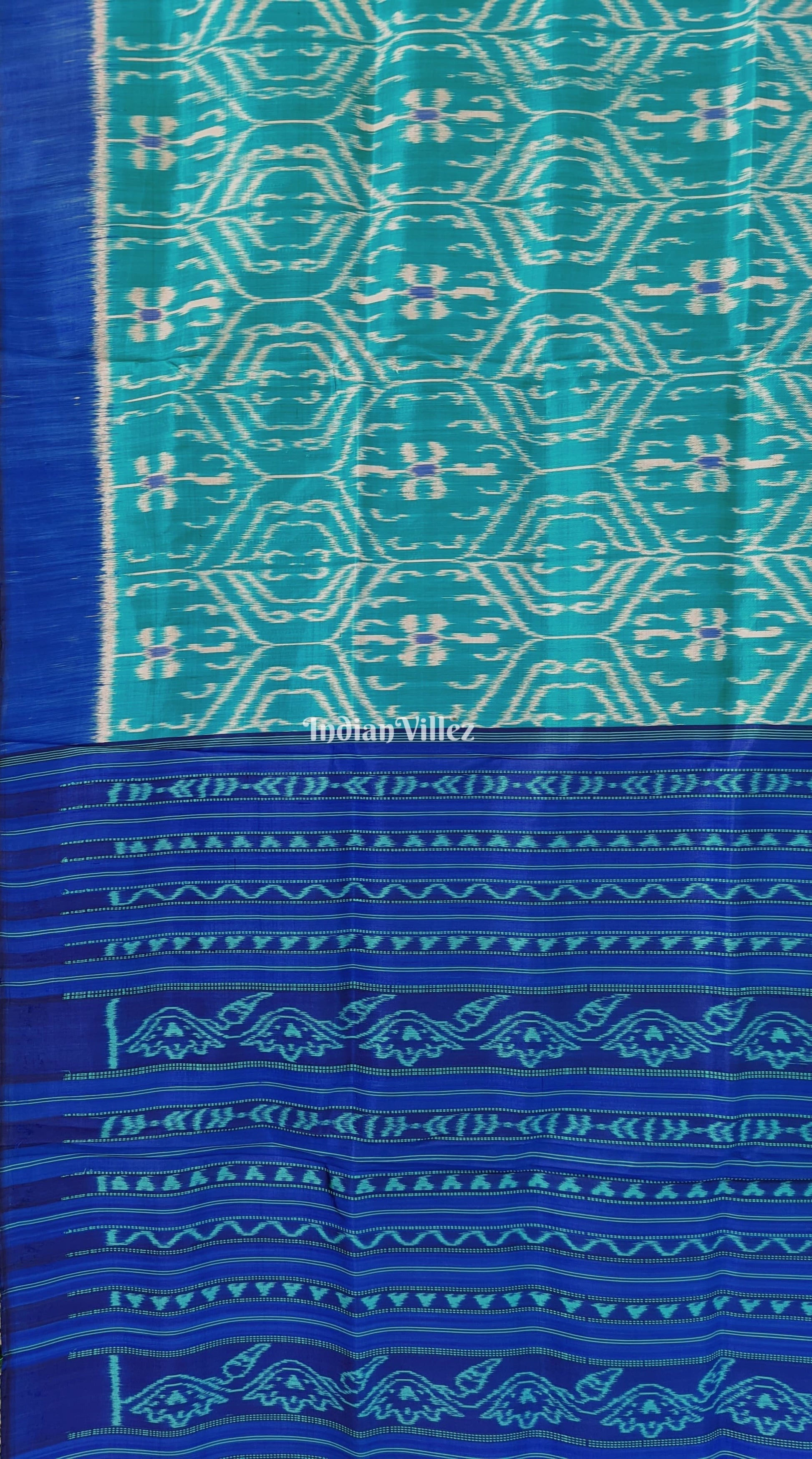 Turquoise Blue Odisha Handloom Contemporary Silk Saree