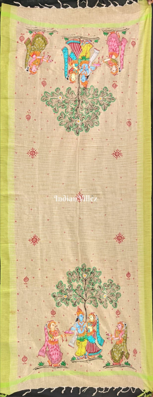 Radha Krishna Patachitra Tussar Dupatta